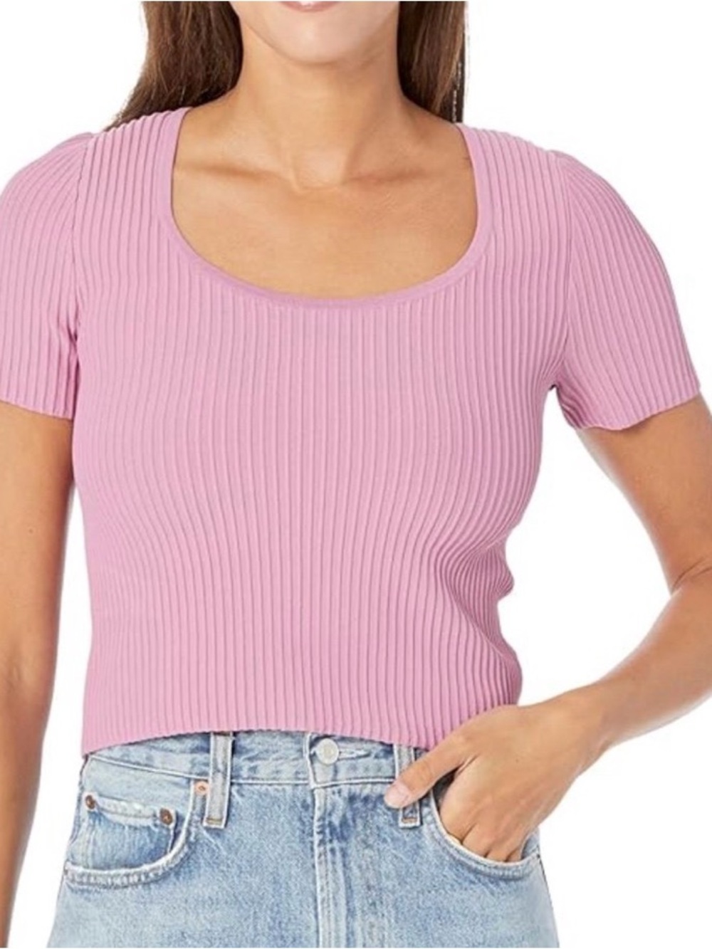 Madewell womens Purple Pink Ribbed Knit Top, Style #NL209, Womens size Small